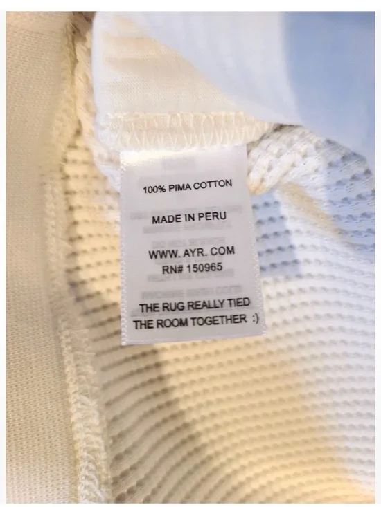 AYR High Waffle Cone Peruvian Pima Cotton Ivory Lounge Pants Size L - Picture 7 of 7